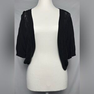 PETER NYGARD Black Cotton Blend Knit Whimsigoth Balletcore Shrug Size XL